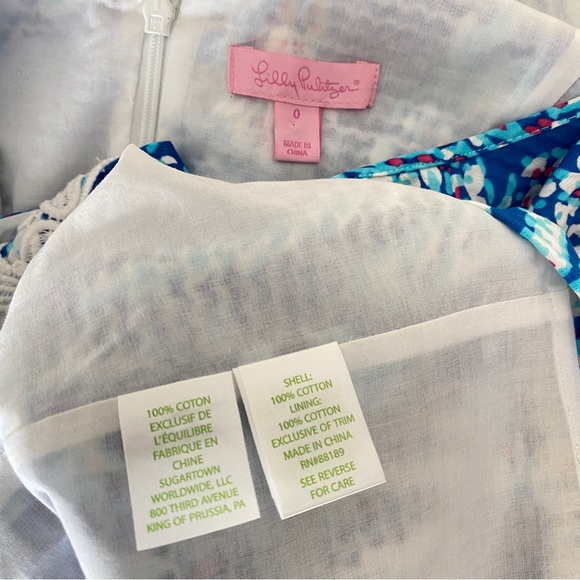 Lilly Pulitzer blue white lace trim Ember Shift Dress - Picture 5 of 8